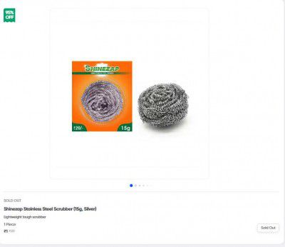 Swiggy Instamart Loot : Shinezap Stainless Steel Scrubber (15g, Silver)