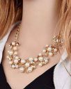 SHINING DIVA 8181S Gold-Plated Pearl & Stone-Studded Necklace & Earrings Set...