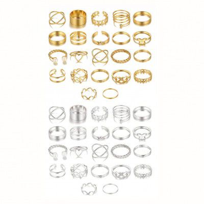 Shining Diva Fashion 44 pcs Combo Gold and Silver Plated Rings for Women and Girls