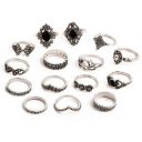 Shining Diva Fashion Non Precious Base Metal Boho Midi Finger Ring for Girls - Set of 15 (Silver, 11800r)...