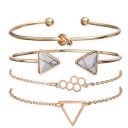 Shining Diva Fashion Set of 4 Multilayer Charm Bangle Gold Plated Bracelet for Women and Girls (Golden) (10695b)...