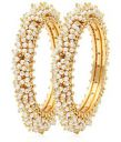 Shining Diva Gold Plated Traditional Pearl Bangles for Women...