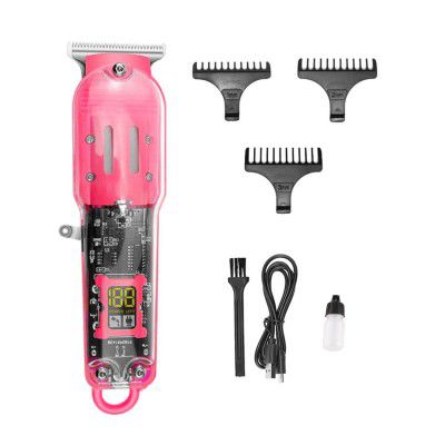 Shinon Sh-1931 Pro Li Outliner Cordless T Blade Hair Clipper 0 Gapped Outlining For Barbers 0Mm Balding Shape Up Digital Display 3 Guide Comb Powerful Rotary Motor Runtime 180 Min