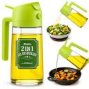 SHITHI 2-in-1 Oil Spray Bottle for Cooking – Refillable Glass Dispenser (500ML) with Spray...