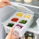 SHITHI 6-Grid Fridge Storage Organizer Box with Li...