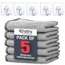 SHITHI ENTERPRISES Multipurpose Wire Dishwashing Cloths for Kitchen (5 Cloths & 5 J Hooks)...