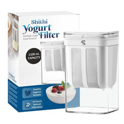 SHITHI Hung Curd Strainer Box | Greek Yogurt & Curd Maker - 1100ml Fine Mesh Strainer with Lid | Whey Separator & Cheese Maker | Yoghurt Filter for Home Kitchen Use