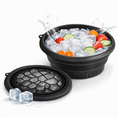 SHITHI Ice Face Bowl with Built-in Ice Tray, Collapsible Silicone Face Dipping Bowl