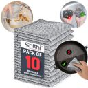 SHITHI Kitchen Multipurpose Reusable Wire Dishwashing Rags Stainless Steel Dishcloth Scrubber (Pack of 10)...