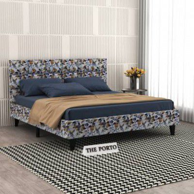 Shivang mattress Floral Print Fabric King Size Bed With Box Style Headboard