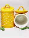 SHIVOW Ceramic Jars, Set of 2 Jars for Dining Table (UAE Yellow 750 g each, Set of 2)...