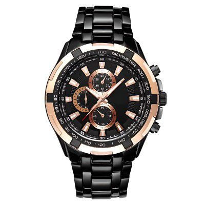 Shocknshop Analog Black Dial Business Stainless Steel Wrist Watch for Mens (Black Dial and Strap) -W60
