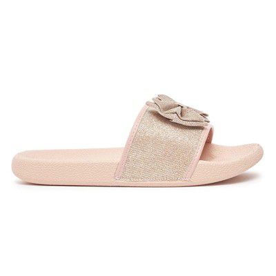 shoexpress Girls Textured Open-Toe Slide Slippers with Bow Accent Flip-Flop