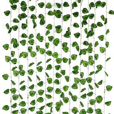 SHOI LITTLE Artificial Fancy Wall Hanging Garland Money Plant Leaf Bail/Creeper for Special Occasion Decoration, Home, Office, Festival Theme Decoration (Green, Length 7.5 Feet) (6)