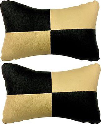 SHOOLIN Car Neck Rest Cushion/Car Pillow Maruti Suzuki Zen Estilo_(Pack of 2_Black & Beige)