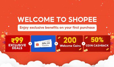 Shopee 1st Purchase Offer: 200 Coins + 50% Coin Cashback + Vouchers + ₹99 Exclusive Deals