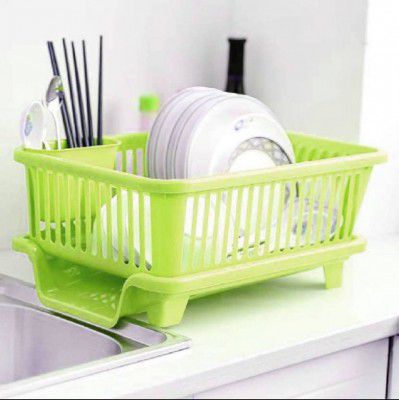 Shopixo Dish Drainer Kitchen Rack Plastic 3 in 1 Large Sink Set