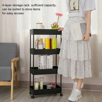 Shopixo Slim 4-Layer Rolling Storage Rack Kitchen Storage Organizer Trolley Plastic Plastic Kitchen Trolley (DIY(Do-It-Yourself))