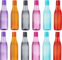Shopmart Checkered Pattern Unbreakable Plastic Water Bottle Set (Set of 12) 1000 ml Bottle&nbsp;&nbsp;(Pack of 12, Multicolor, Pink, Red, Orange, Plastic, PET)...