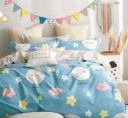 Shopperstop 122 TC Polycotton Double Geometric Flat Bedsheet  (Pack of 1, Sky Blue)...