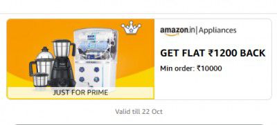 GET FLAT ₹1200 BACK Min order: ₹10000 on Appliances