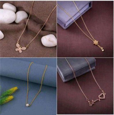 Shopsy : Bhumi09 Combo of 4 Gold Plated Necklace Chain Long For women