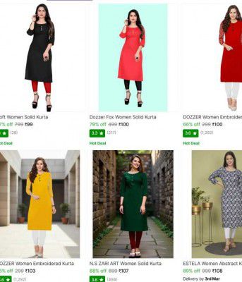 SHOPSY: Embroidered Kurtas AT 99