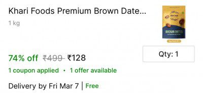 Shopsy : Khari Foods Premium Brown Dates, Khajur / Khajoor, Fibre Rich, Energy Booster Snacks Dry Dates (1 kg)