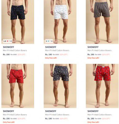 Showoff Boxers Starts ₹190 | Upto 81% Off