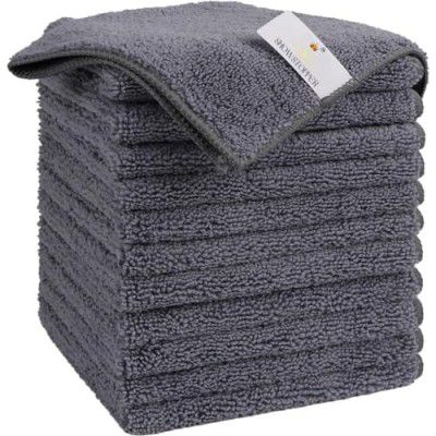 Showstopper Microfiber Cleaning Cloth, 12 Pack Premium Microfiber Towels, Cleaning Towels with 30cm X 30cm | Grey Color