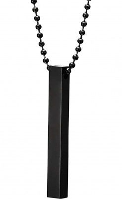 Shree Ju™ Modern and Exclusive Fancy 3D Straight Cuboid Vertical Stainless Steel Bar Stick Pendant Ball Chain Necklace Jewellery For Men Women Unisex
