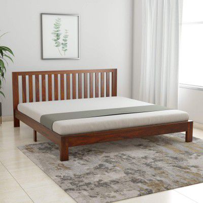 SHREE NATH JI CRAFT HOUSE Sheesham Wood Without Storage King Size Bed Wooden Double Cot Bed for Bedroom Home (Teak Finish)