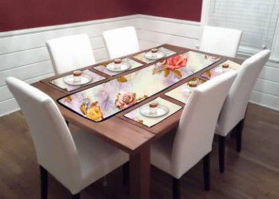 Shreejee Multicolor PVC Table Linen Set&nbsp;&nbsp;(Pack of 7)
