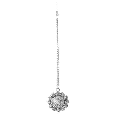 Shreyadzines Ethnic Wedding Bridal Garba Navratri Sale Oxidized Silver Maang Tikka Tika Jewellery for Women and Girls