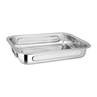 Shri & Sam High Grade Stainless Steel Lasagna Tray with Large Handle for Serving Any Foods (Silver) 40 CM