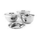 Shri & Sam Stainless Steel Serving Bowl with Stainless Steel Lid, 3 Pieces, Silver (Tezon)...