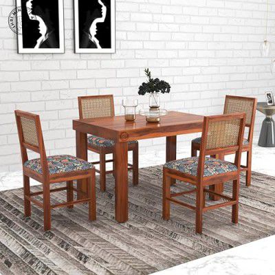 SHRI MINTU'S ART Wooden 4 Seater Dining Table Set