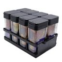Shuban Plastic Masala Spices Container Set Capacity With Airtight Lid Kitchen Pantry Organizer For Salt Mukhwas Box With Tray (125 Ml -8 Pcs Black Color)...