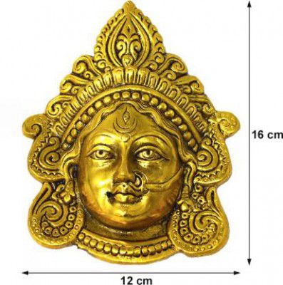 Shubhkart Nitya Maa Durga Face Wall Hanging- 172 g Decorative Showpiece - 16 cm  (Metal, Yellow)