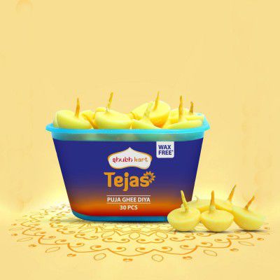 Shubhkart Tejas Ghee Diya with Batti Pack of 30 Diyas | (Pack of 1, 30 Pieces) | Lighting | Diwali Lights