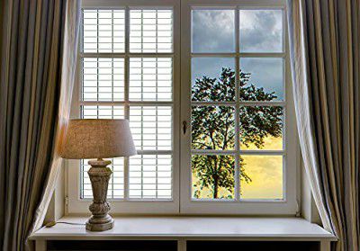 SIA VENDORS Small Square Grid Privacy Window Film Window Cling Square Pattern Non Adhesive Window Sticker Glass Door Film UV Blocking for Home I Office