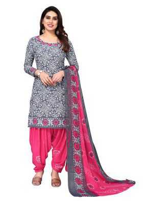 SICHI Women'S Printed Crepe Unstitched Dress Material