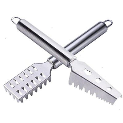 Sichumaria 2PCS Fish Scale Remover Scraper Fish Cleaning Tools Fish Skin Remover Stainless Steel Sawtooth Fish Cleaning Brush Machine for Kitchen Fish Scaler Cutting Knife