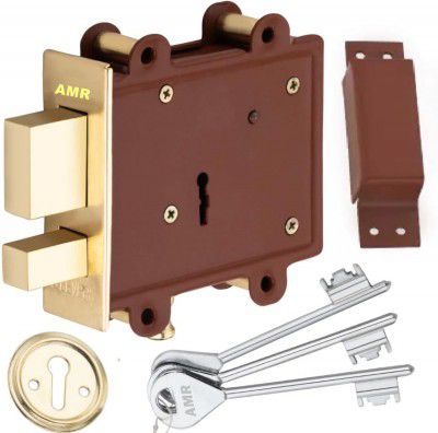 Side Door Lock with 3 Reversible Keys | Heavy Duty Deadbolt Door Lock, (Set of 1) Powder Coating Finish | Main Door Lock with 3 Keys| 6 Lever | Heavy (Powder Coating)