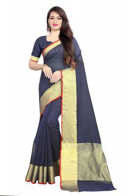 Sidhidata Textile Women's Plain Cotton Kota Doria Saree With Unstitched Blouse Piece
