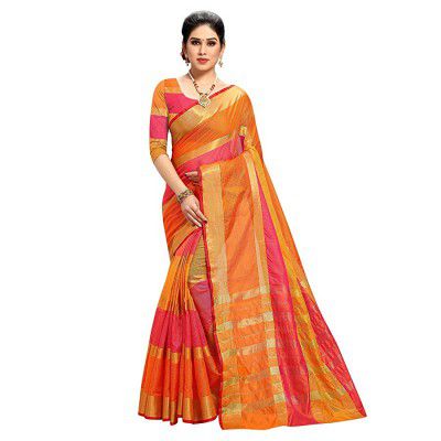 Sidhidata Womens Cotton Saree With Blouse Piece