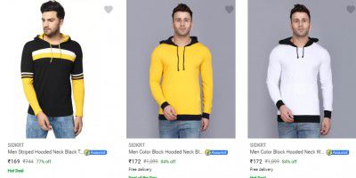 Sidkrt Men's Hooded T-Shirt Starts @187