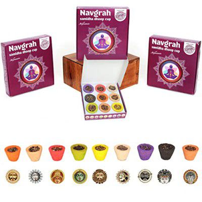 SIGNAMIO® Navgrah Sambrani Havan Dhoop Cup for Pooja with Divine Fragrance (Pack of 3, 36 Cups) for Home and Office, Yoga, Puja, Prayer, Festival, Meditation and Spiritual Events