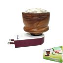 SIGNAMIO Wooden Kapoor Kapur Dani Camphor Karpuram Aroma Oil Diffuser Incense Burner Electrical Stand Machine Holder for Home,Office (Camphor NOT Included) DN-1...