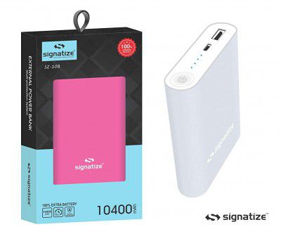 Signatize 10400mAh External Pocket Size Power Bank with Dual USB Output Charger for Mobiles/Tablets SZ-108